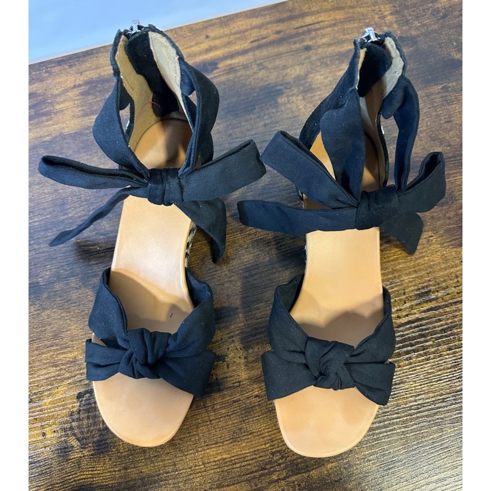 UGG Yarrow Espadrille Wedge Sandals Ankle Bow Tie Zipper Size 8.5 Boho Festival - Picture 4 of 16
